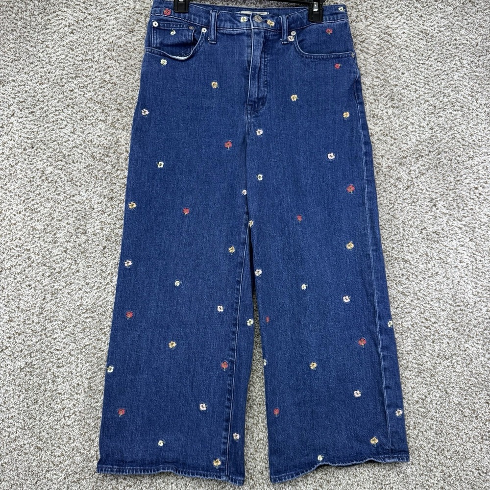 Madewell Wide-Leg Crop Jeans Women's Size 29 Embroidered Floral Edition Boho